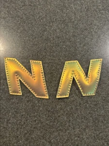 New Balance N Patch Lotto 2 Scarpe Run Sneaker Pattinaggio Badge Logo Vinile Oro Cromato - Foto 1 di 5