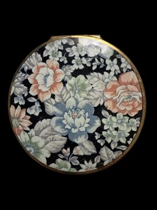 Vintage Stratton Made in England Floral Powder Compact mit Spiegel goldfarben - Bild 1 von 8
