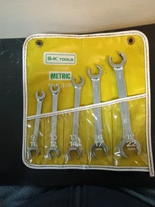 Vintage S-K SK Tools 5pc Metric Flare Nut Wrench Set No. 375 w/Pouch USA - Picture 1 of 3