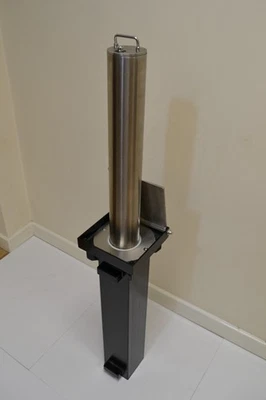 KSD SECURITY Slim Stainless Steel Retractable Driveway Bollard 550mm Lockable Security Post