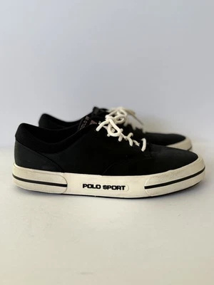 POLO SPORT RALPH LAUREN Low Sneaker Shoes Leather Mens Sz 10  Black & White  - Image 1 of 4