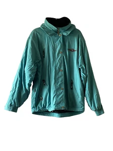 Rip Curl ALP 3000 Snow Jacket Womens Size 12 Green Zip Hood Pockets Vintage - Picture 1 of 22
