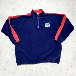 Majestic New York Rangers Fleece Pullover Men 2XT Blue NHL Quarter Zip Jacket - Picture 1 of 13