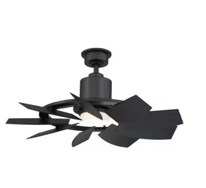 Home Decorators Stonemill 36" LED Outdoor Matte Black Ceiling Fan with Light - Picture 1 of 3