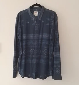 Mens Levis Blue Long Sleeve Aztec Print Shirt Size XL - Picture 1 of 7