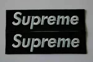 2 Pcs. black supreme Embroidered Iron on patch D1 - Picture 1 of 2