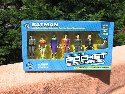DC Direct Batman Pocket Super Heroes 6 Figures Set & Batman's JLA Chair~New - Image 1 of 4