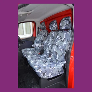 Vauxhall Vivaro 2014-2019 Grey Camo Front (NonFolding NoStorage) Seat Covers - Picture 1 of 3