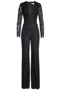NWT Diane Von Furstenberg DVF Marlowe in Black Lace Bodice Jumpsuit 4 $598 - Picture 1 of 12