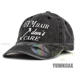 Gym Hair Don't Care Unisex Baseball Cap Dad Hat Adjustable Denim Hat Snapback