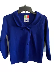 Vintage Women's Joseph Magnin 100% Wool Blue Cardigan Sweater Made in Italy Sz 8 - Picture 1 of 11