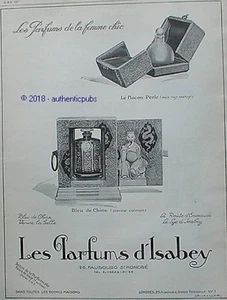 PUBLICITE ISABEY PARFUM FLACON PERLE BLEU DE CHINE VENISE LA BELLE DE 1927 AD - Picture 1 of 1