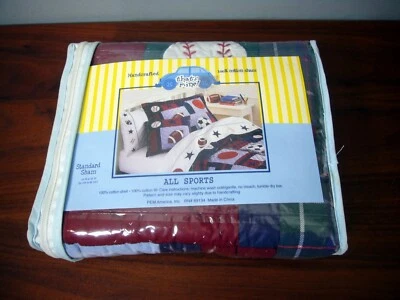 New ALL SPORTS Quilted Standard Pillow Sham Baseball Football Soccer 100% Cotton - Image 1 of 2