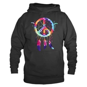 Tie Dye Peace Zeichen Traumfänger Indianer Feder Hoodie - Bild 1 von 10