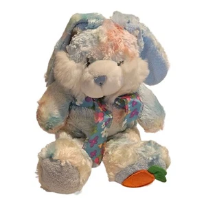Walmart Easter Bunny Rabbit 13" Stuffed Animal Tie Dye Carrot BLUE Floppy Ears - Picture 1 of 7