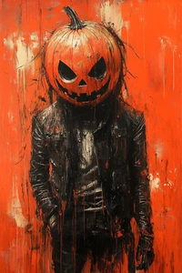 Halloween Pumpkin Man Oil Painting Wall Art Print Canvas Artprint Home Decor - Picture 1 of 1