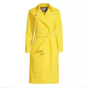 LANDS' END Water Resistant Yellow Trench Coat Rain Jacket Size M (10-12) - Picture 1 of 9