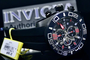NEW Invicta Men TURBO Pro Diver 50MM BLACK Dial Chronograph SS BLACK Strap Watch - Picture 1 of 9