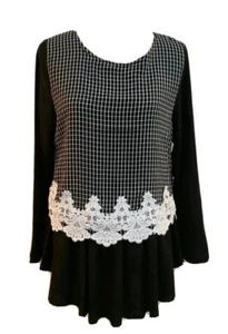 Faux 2 Stück Minikleid oder Tunika Top Spitze Langarm Neu mit Etikett Maße Größe Medium - Bild 1 von 8