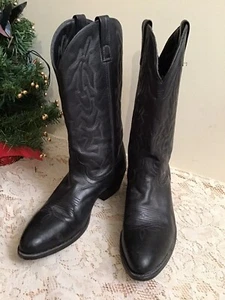 MEN'S SIZE 11 1/2 D LEATHER UPPER 6691 COWBOY WESTERN BOOTS-POINTED TOE - Picture 1 of 10