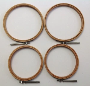 Vintage Wood  Hoops Embroidery Needlepoint Round Susan Bates 5" & 4" - Picture 1 of 9