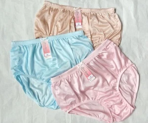 x3 Vintage Höschen Nylon seidig Hi Slips Oma Sissy Slips Unterwäsche XL - Bild 1 von 5
