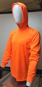 Hi Vis Orange Long Sleeve Safety Hoodie Shirt , Quick Dry Polyester Birdeye mesh - Picture 1 of 9