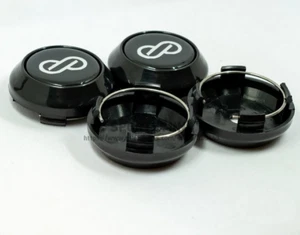 4pcs 64mm Enkei Hubcaps Rim Caps Wheel Center Caps Badges Logo Black - Picture 1 of 3