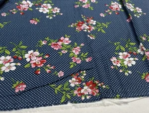 Stoff Waverly Inspirationen Siebdruck 1 Yard x 44" blau Blumen Tupfen - Bild 1 von 6
