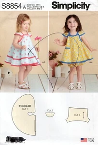 Simplicity S8854 Toddlers' Pinafore & Panties Sz 1/2-4 UNCUT Pattern Bloomers - Picture 1 of 4