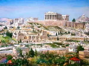 ACROPOLIS OF ATHENS Ancient GREECE Greek Citadel Painting Picture Poster Photo - Picture 1 of 1