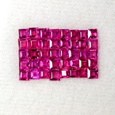 Natural Blood Red Ruby  5.30 Cts  Gemstone Square Cut Lot 2.5 upto 3 mm burma - Image 1 of 2