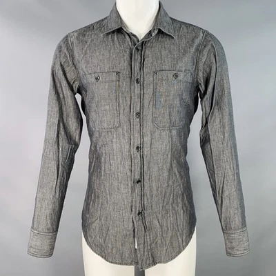 RAG & BONE Talla M Gris Arrugado Algodón Dos Bolsillos Camisa de Manga Larga - Imagen 1 de 4