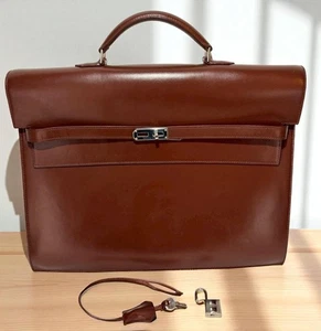 HERMES Kelly Depeches scatola sacchetto di vitello BRN argento ornamento con chiavi Clochette Cadena - Foto 1 di 15