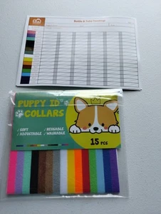Gamuda Pet Puppy I. D. Collars PKG Of 15 Assorted Colors Soft Reusable Washable - Picture 1 of 12