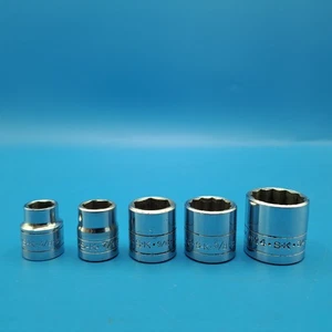 5 Herramientas S-K De Colección 3/8 Enchufes de Accionamiento, 3/8, 7/16, 9/16, 5/8, 3/4", Hecho en EE. UU. - Imagen 1 de 8