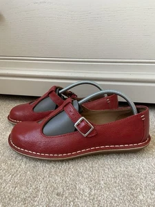 Clarks Artesanal Cuero Rojo Mary Jane Zapatos Reino Unido Talla 5D EU 38D Planos Nuevos - Imagen 1 de 10