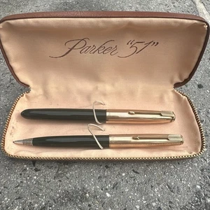 Juego de pluma estilográfica y lápiz mecánico Parker 51 verde con estuche original años 50’s - Imagen 1 de 6