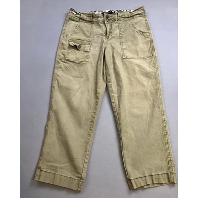 ONE 5 ONE Womens Size 12 Crop Wide Leg Olive Green Cargo Pants Utility - Image 1 of 3