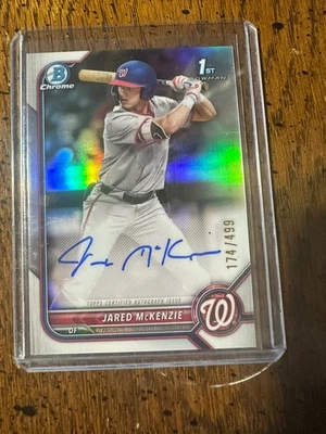 2022 Bowman Draft Chrome Refractor /499 Jared McKenzie #CDA-JM Auto - Image 1 of 2