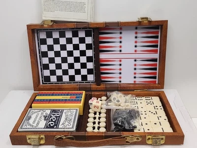 Vintage Travel Games - 6-in-1 - Chess Draughts Backgammon Dominoes Cribbage Card - Image 1 of 4