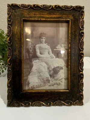 "Marco de fotos de colección adornado dorado bronce borde remolino ancho ancho 4"" X 6""" Foto 1 de 4