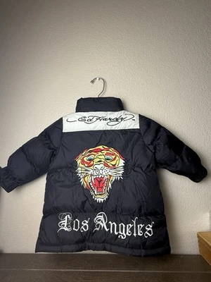 Chaqueta estilo puffer tigre vintage Ed Hardy Los Angeles niños 2T Foto 1 de 4