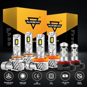 AUXBEAM 9005 H11 LED Headlight High Low Beam H11/H8 Fog Light Super Bright 6500K - Picture 1 of 17