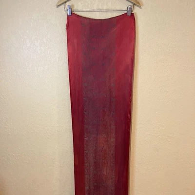 Bufanda Lua Ha Dong Vintage 100% Seda, Intrincado Estampado Floral/Pájaro, Flecos Foto 1 de 4