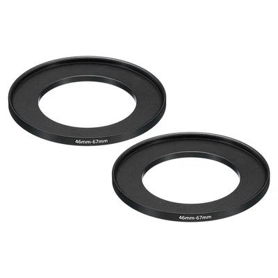 46mm-67mm Metal Step Up Ring, 2 Pcs Camera Lens Filter Adapter Ring Black - Imagem 1 de 4