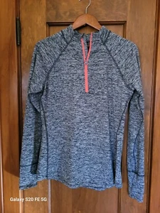 Women's Tangerine Long Sleeve 1/4 Zip Pullover Back Pocket zipper Thumb Holes L - Picture 1 of 10