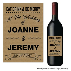 8 Personalised WINE champagne Gin Kraft effect Wedding Bottle Sticker Label  236 - Picture 1 of 1