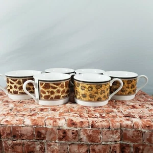Set 6 tazze da caffè piatto Cina Gibson modello ghepardo e leopardo Gibson - Foto 1 di 6