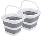 2Pk 5L/1.3GL Collapsible Buckets Portable Versatile Compact Foldable Gray Bucket